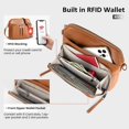 thumbnail image 2 of Bolso bandolera de piel auténtica con cartera RFID, color coñac, 2 of 7