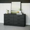 thumbnail image 3 of Prepac Rustic Ridge Farmhouse Black 6-Drawer Bedroom Dresser, 18.25" D x 53.25" W x 28.5" H, 3 of 12