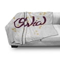 thumbnail image 3 of Olivia Soft Flannel Fleece Throw Blanket, Dotted Background with Calligraphic Traditional Female Name Illustration, Cozy Plush for Indoor and Outdoor Use, 50" x 60", Maroon and Mustard, by Ambesonne, 3 of 6