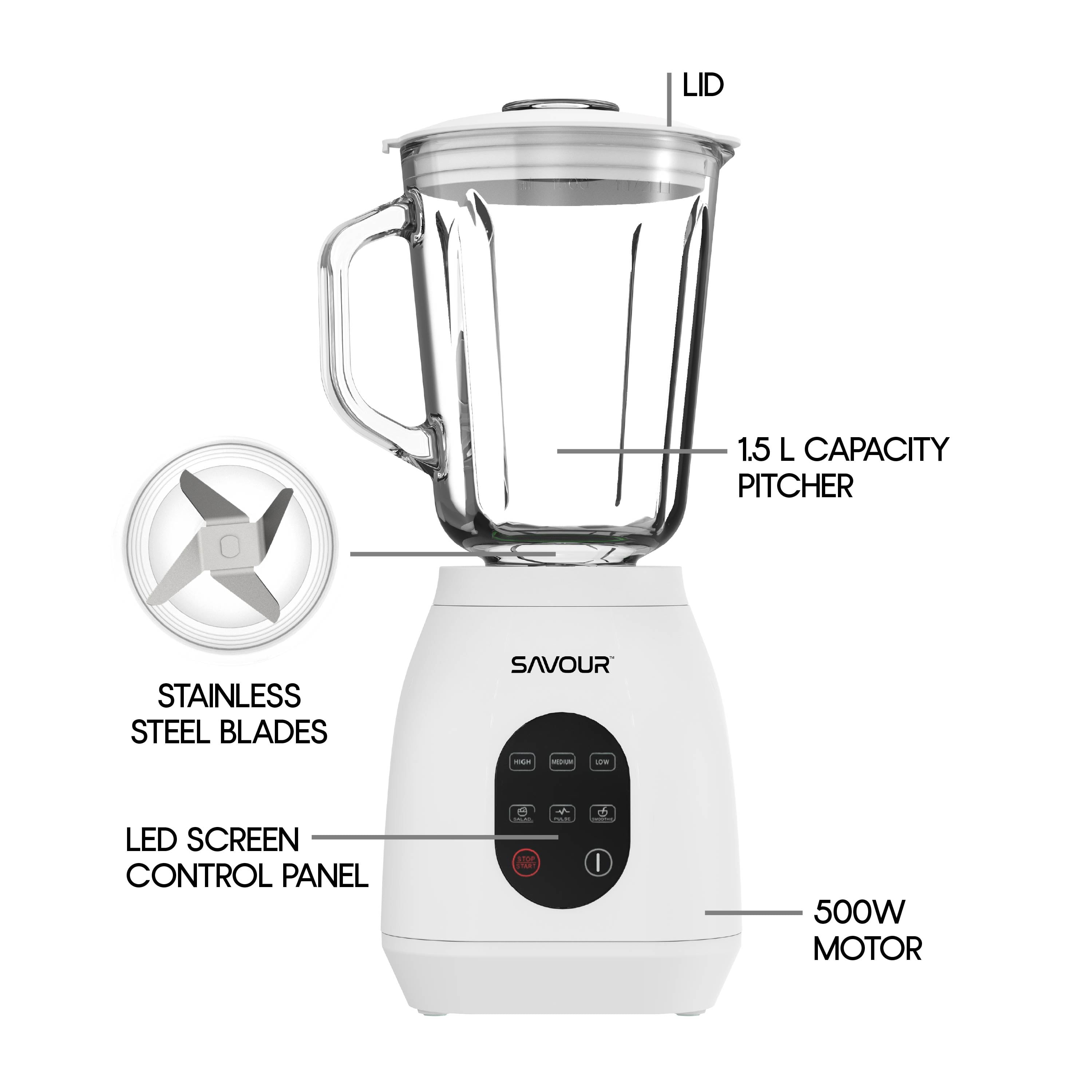 Savour by Tzumi 500W Touchscreen Smoothie Blender – 50oz Ice Crushing Countertop Blender for Smoothies, Sauces, Cocktails and More