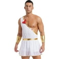 thumbnail image 2 of TiaoBug Men's Valentine's Day Costume Halloween Party Cosplay Dress Up Suit One Shoulder Romper White 3XL, 2 of 7