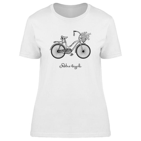 Retro Bicycle Sketch T-Shirt Women -Image by Shutterstock, Female x-Large