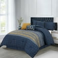 thumbnail image 2 of Lanco Navy Geometric Comforter Set , King Size , 7 Piece Microfiber Print Modern Bedding Set, 2 of 5