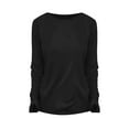 thumbnail image 5 of Ladies Long Sleeve Tops, Yigetop Womens Tunic Tops To Wear with Leggings Long Sleeve Thumb Hole Shirts Crew Neck Curved Hem Long Sleeve Shirts for Women Casual Black L, 5 of 8