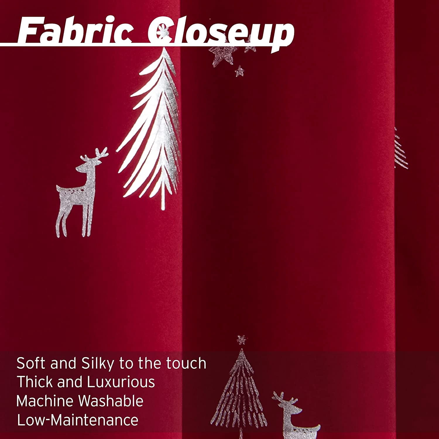 Aurora Home  Silver Foil Winter Wonderland Thermal Insulated Blackout Curtains Red - 63"L