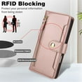 thumbnail image 5 of For IPhone 16 Plus 6.7-inch RFID Blocking Protective Purse Wallet Case For Women Men Multi-Card Slots Zipper Pocket Detachable Shoulder Strap And Wrist Strap,Shockproof Phone Case,Rose Gold, 5 of 8