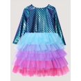thumbnail image 4 of Vestido De Princesa Sirena Para Niña, Vestido De Tul Con Estampado De Escamas De Pescado, Traje De Cosplay De Personaje De Cuento De Hadas, Ropa De Niños Para Fiesta De Halloween Fiesta De Graduación, 4 of 4