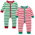 thumbnail image 1 of Pyjama Unisexe à Rayures pour Bébé Garçon Fille, Barboteuse en Coton, une Pièce, Tenue de Nuit, Ensemble de Pyjama, 1 of 5