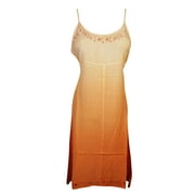 Mogul Womens Strappy Dress Orange Beautiful Cut Out Neck Design Comfy Sundress