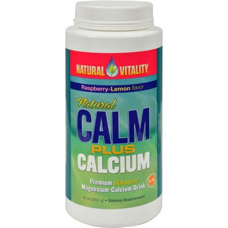 Fiber Supplement Plus Calcium - Natural Vitality Raspberry-Lemon Flavor Natural Calm Plus Calcium Dietary Supplement, 16 oz