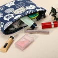 thumbnail image 5 of Canvas Makeup Bag Large Capacity Makeup Pouch for Coin Purse Foundations Lipsticks Brushes Blue, 5 of 6
