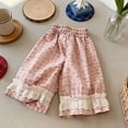 thumbnail image 4 of SGMVNU Little Girls Floral Print Cotton Pants Summer Lightweight Casual Loose Fit Trousers with Ruffle Lace , Size 1-2 Years, Pink-Floral, 4 of 6