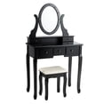 thumbnail image 7 of Topbuy Lighted Vanity Mirror Set Makeup Dressing Table w/ 5 Drawers Mirror & 12 LED Bulbs Black, 7 of 7