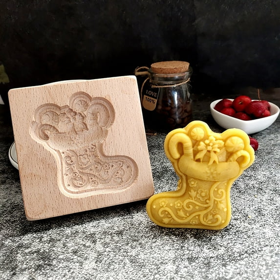 2023 Summer Savings Clearance! WJSXC Home and Kitchen Gadgets,Novel Carved Cookie Model Cutter Cookie Wooden Gingerbread Shortbread Model C
