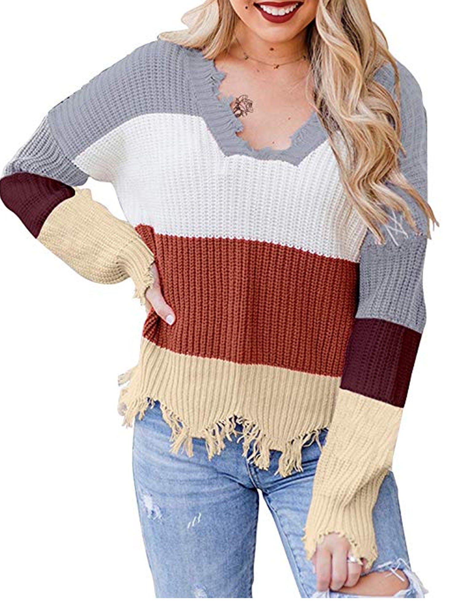 Women's One Shoulder Long Sleeve Sweater Pullover Jumper Casual Tops Knit Blouse