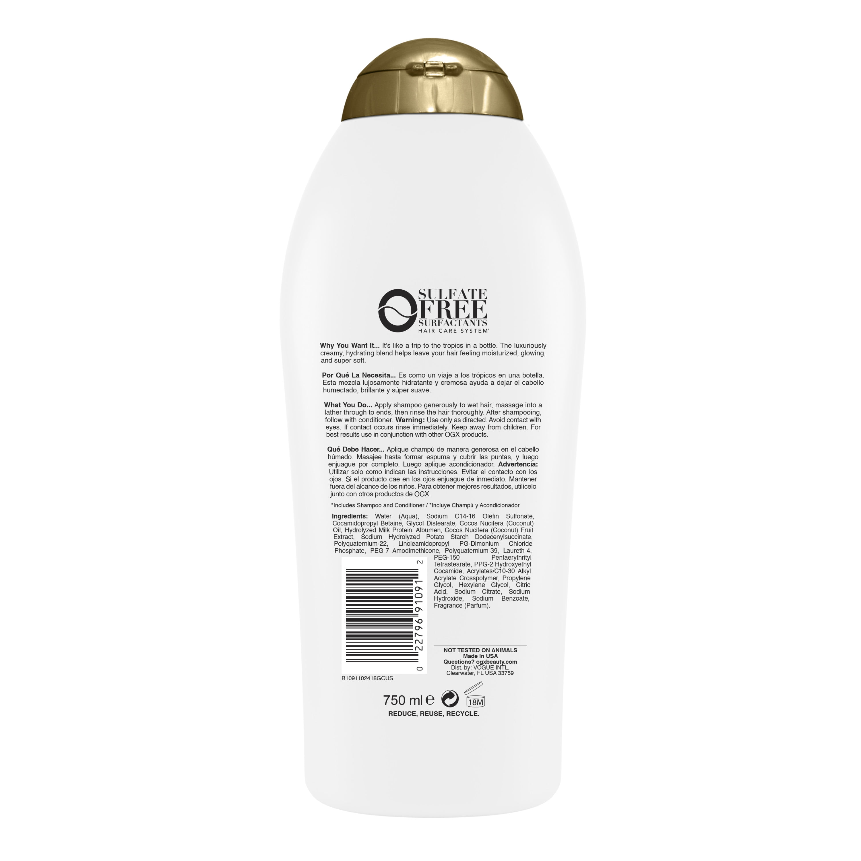 OGX Nourishing + Coconut Milk Moisturizing Daily Shampoo for Strong & Healthy Hair with Egg White Protein, 25.4 fl - Walmart.com