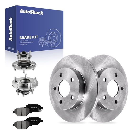 AutoShack Rear Solid Brake Rotors   Premium Ceramic Pads   Hub Bearing Assembly 8-PC Brake Kit Replacement for 2004-2012 Chevrolet Malibu 2005-2010 Pontiac G6 2008-2010 Chevrolet HHR 10.64" (270 mm)