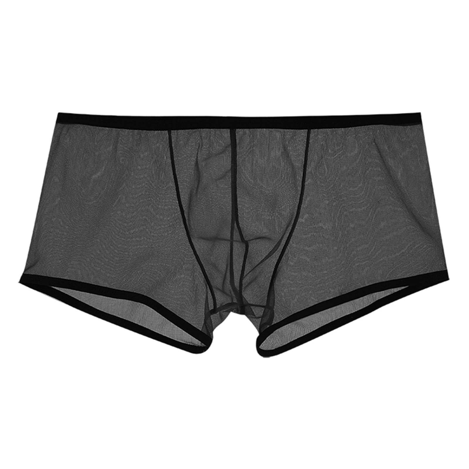 HEVIRGO Men Panties U Convex Color Matching Stretchy Low Waist Mesh See Through Underpants