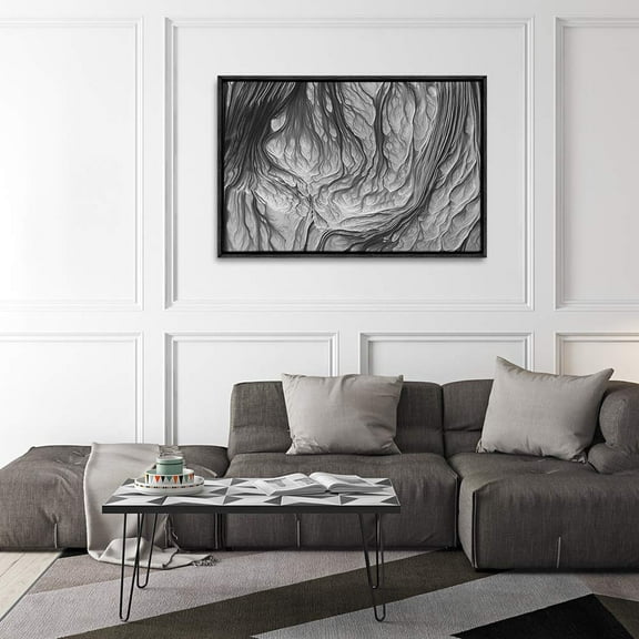 PixonSign Framed Wall Art Rock And Corridor Abstract Shape Paintings Black & White Minimalism Modern Art Decoration Contemporary Canvas Prints Fine Art Cool for Rooms - 24"x36" Black