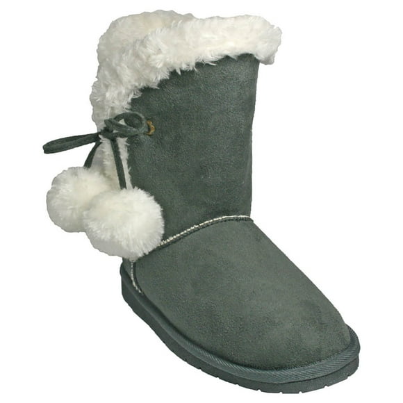 Women's 9-inch Microfiber Side Tie Boots Grey Size 6