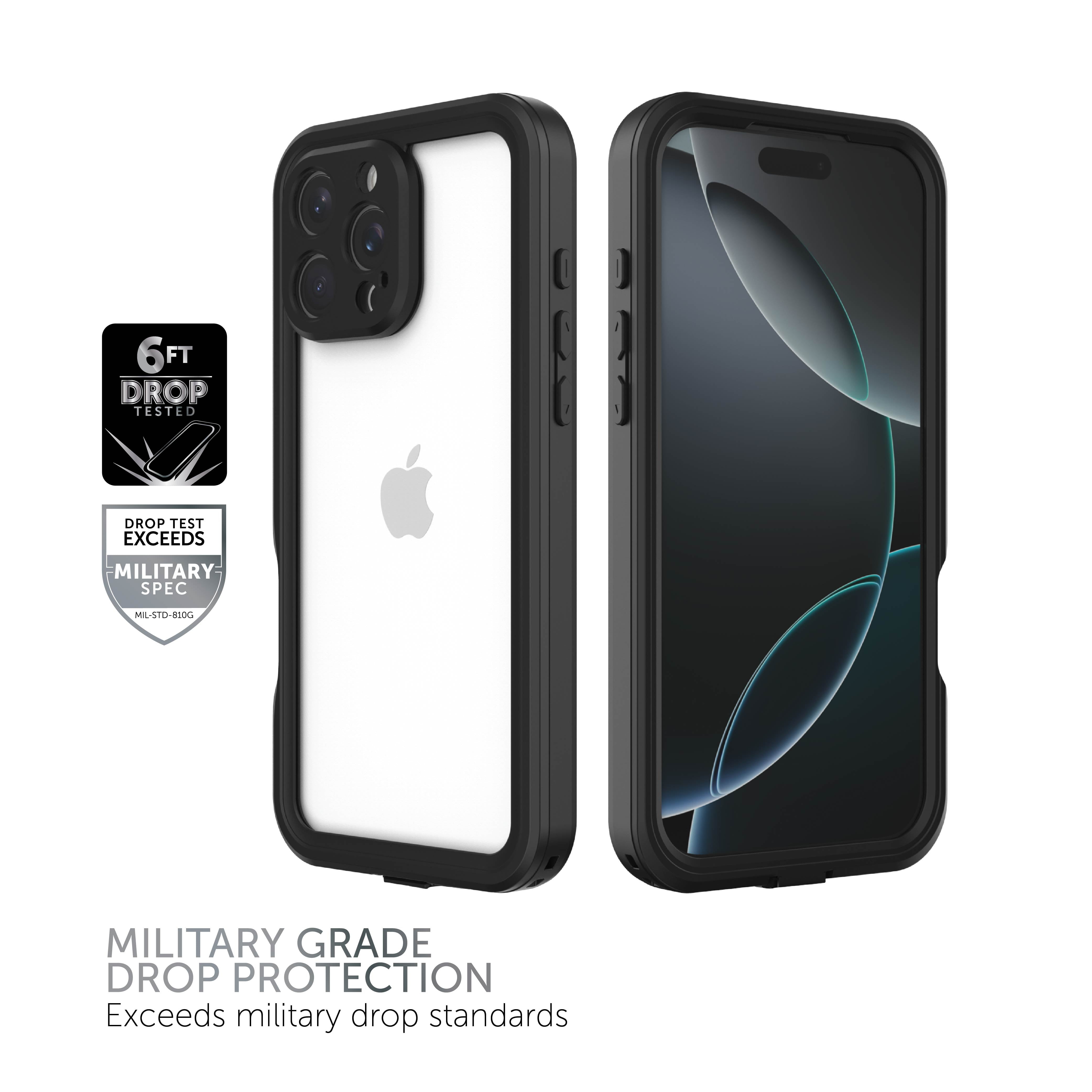 Body Glove Tidal Waterproof Case for iPhone 16 Pro Max - Black/Clear