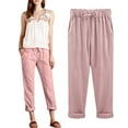 thumbnail image 6 of HEVIRGO Solid Color Cotton Linen Cropped Pants,3 Pack Loose Women Drawstring Harem Trousers, 6 of 9