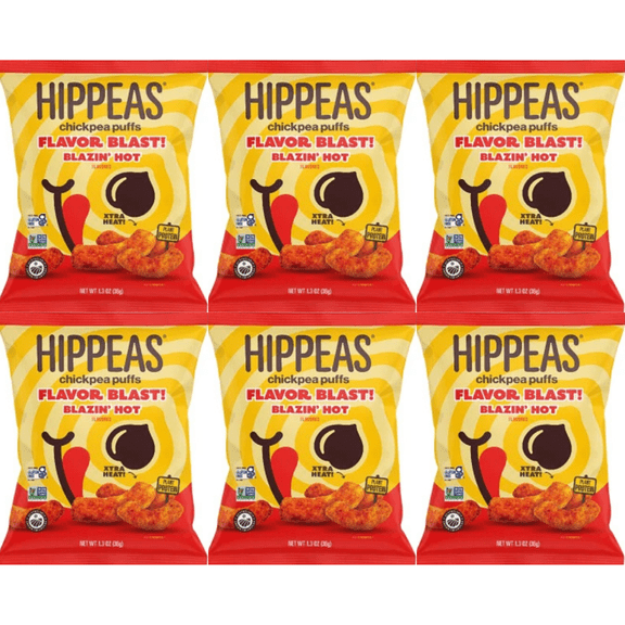 HIPPEAS Chickpea Puffs Blazin' Hot, 1.3 oz, 6 Pack