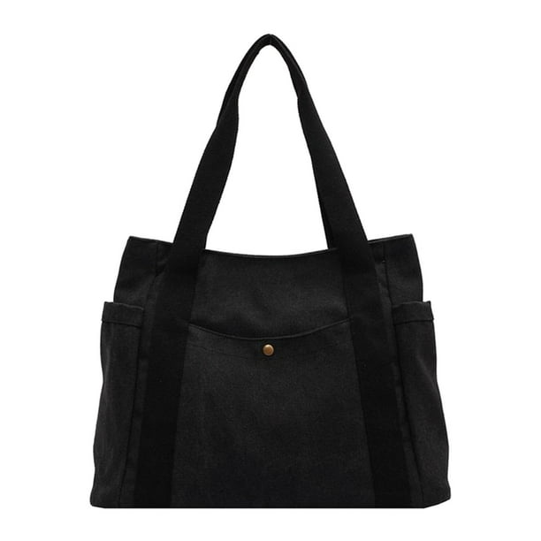Bolsas Negras Bolsas De Hombro Mujer Bolso De Mano De Lona Para