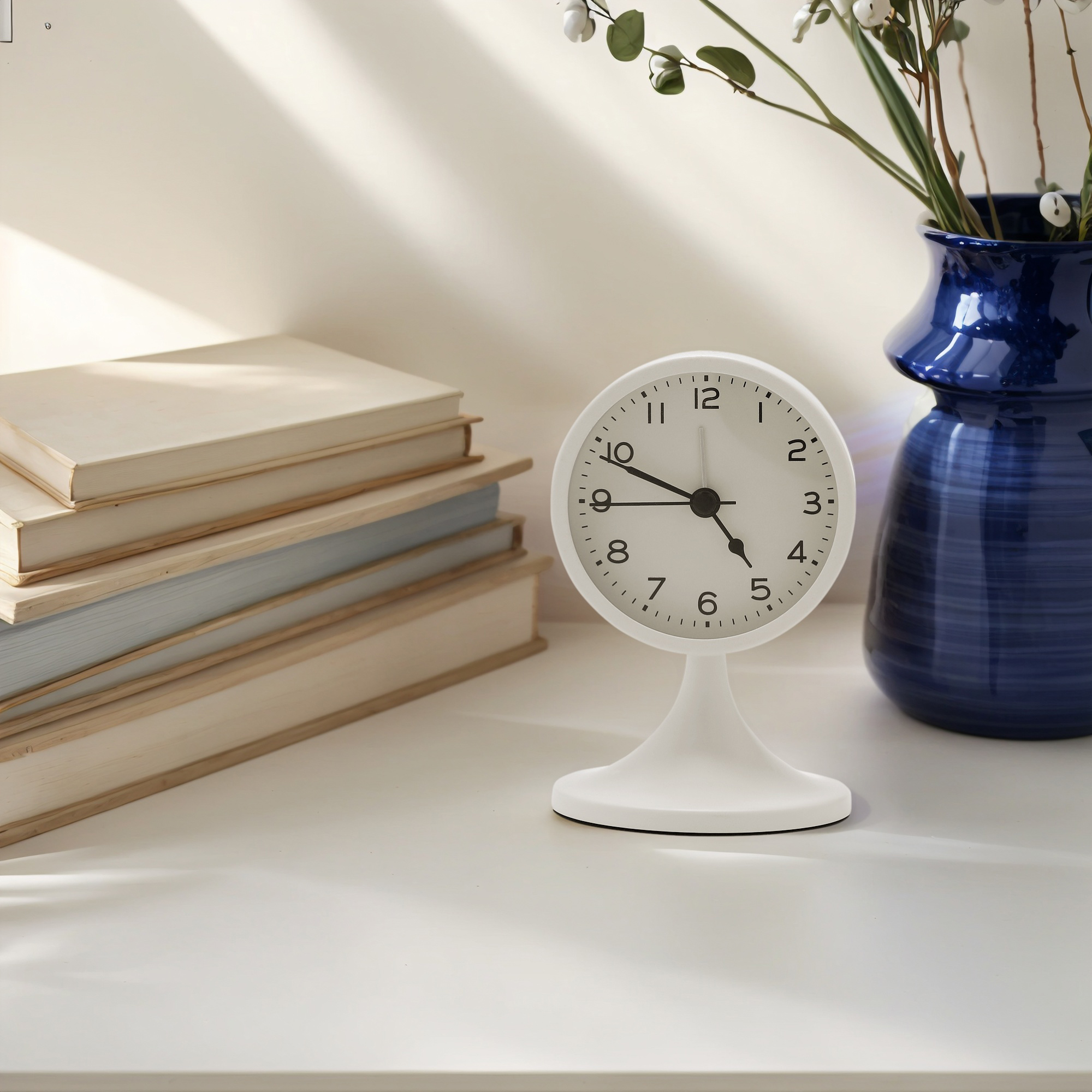 Unique Bargains Mechanical Alarm Clock for Office White 3.1"L x 3.1"W x 5.0"H