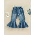 thumbnail image 2 of Bagilaanoe Toddler Baby Girls Jeans Elastic Waist Denim Flare Pants 1T 2T 3T 4T 5T 6T Kids Long Trousers Casual Clothes, 2 of 7