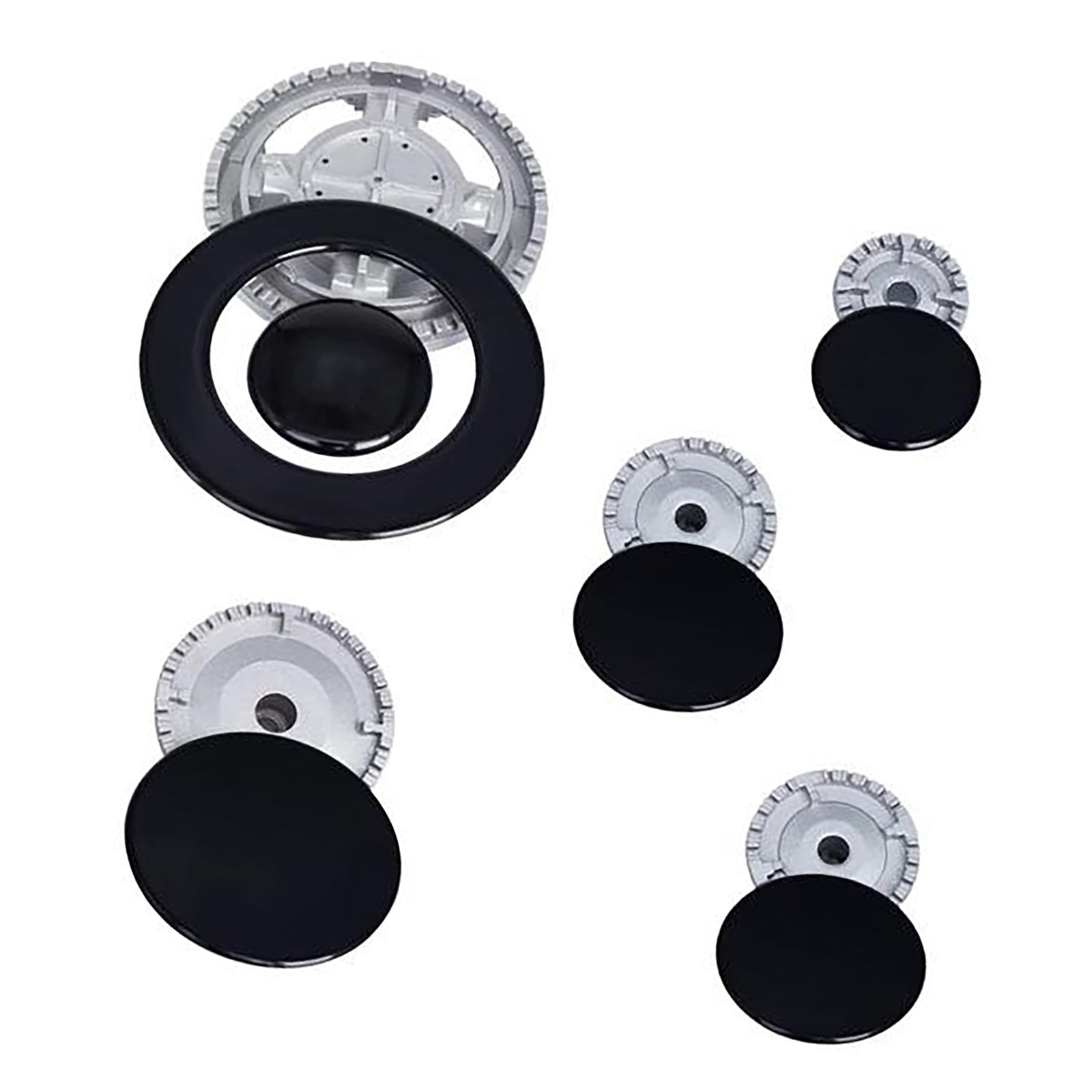 Metal Stove Burners and Knob Set Cooktop Burners Heads and Control Knobs Ranges Burners Caps Metal Texture for Stove