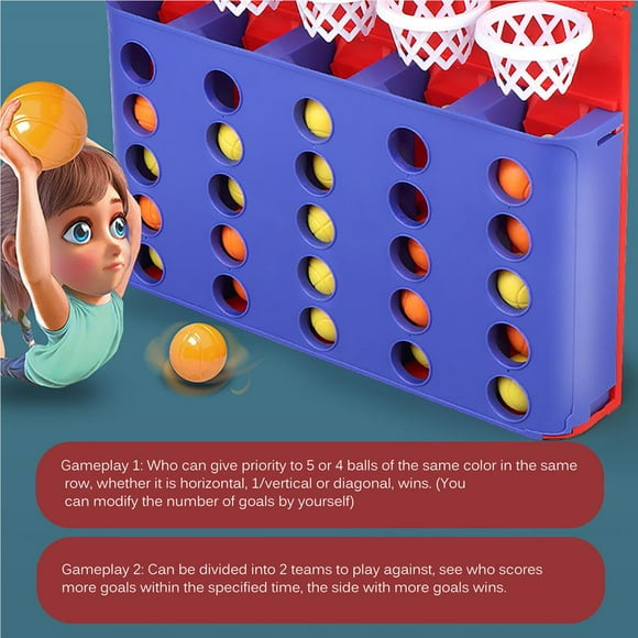 Bounce Balls Shots Game Portable Link Ball Game Handle Design Interaction Table Game Safety Basketball Toy for Kids over 3 Years Old