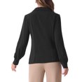 thumbnail image 3 of Camisa de trabajo vintage de mujer con cuello, de manga larga y botones, color negro, 3 of 6