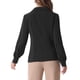 thumbnail image 3 of Camisa de trabajo vintage de mujer con cuello, de manga larga y botones, color negro, 3 of 6