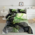 thumbnail image 2 of Black and Green Full Bedding Sets Aesthetic Marble Comforter Set Women, Foil Print Bedding Comforter Sets Mountain Fluid Duvet Insert, Marbling Down Comforter, 2 of 6