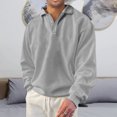 thumbnail image 3 of Men's Winter Solid Color Lapel Loose Long Sleeve T-Shirt, Henley Button Up Sport Top for Casual Wear, Gym and Lounge Style,Gray,4XL, 3 of 6