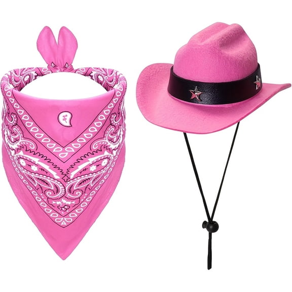 Hat and Scarf Set,Dog Cowboy Hat with Bandana Scarf