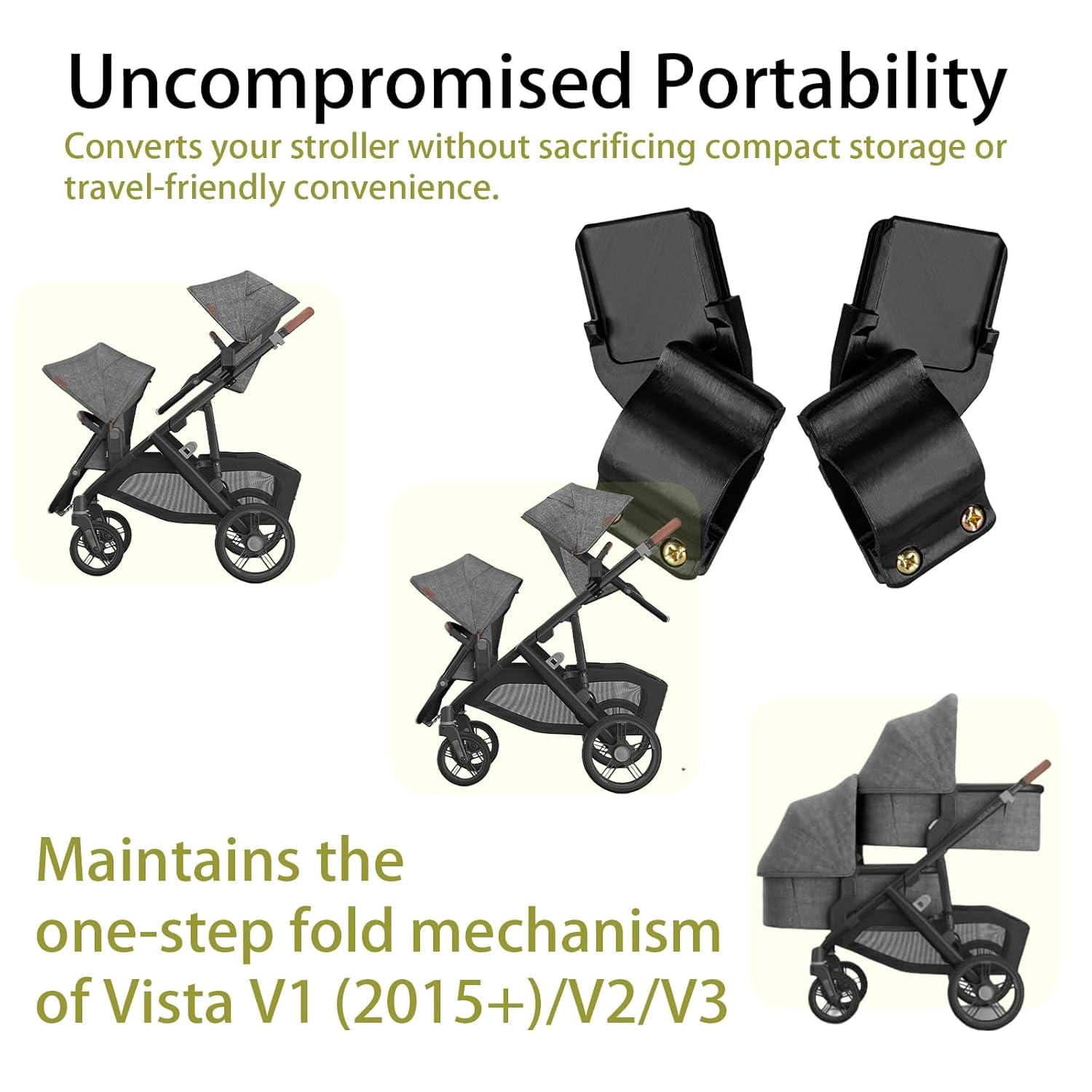 Upper Bassinet Conversion for UPPAbaby Vista V1 (2015+), V2 or V3, Secure Bolt-On Bracket for Elevated Stroller Configuration, Bassinet Not Included, Upper Adapter Only