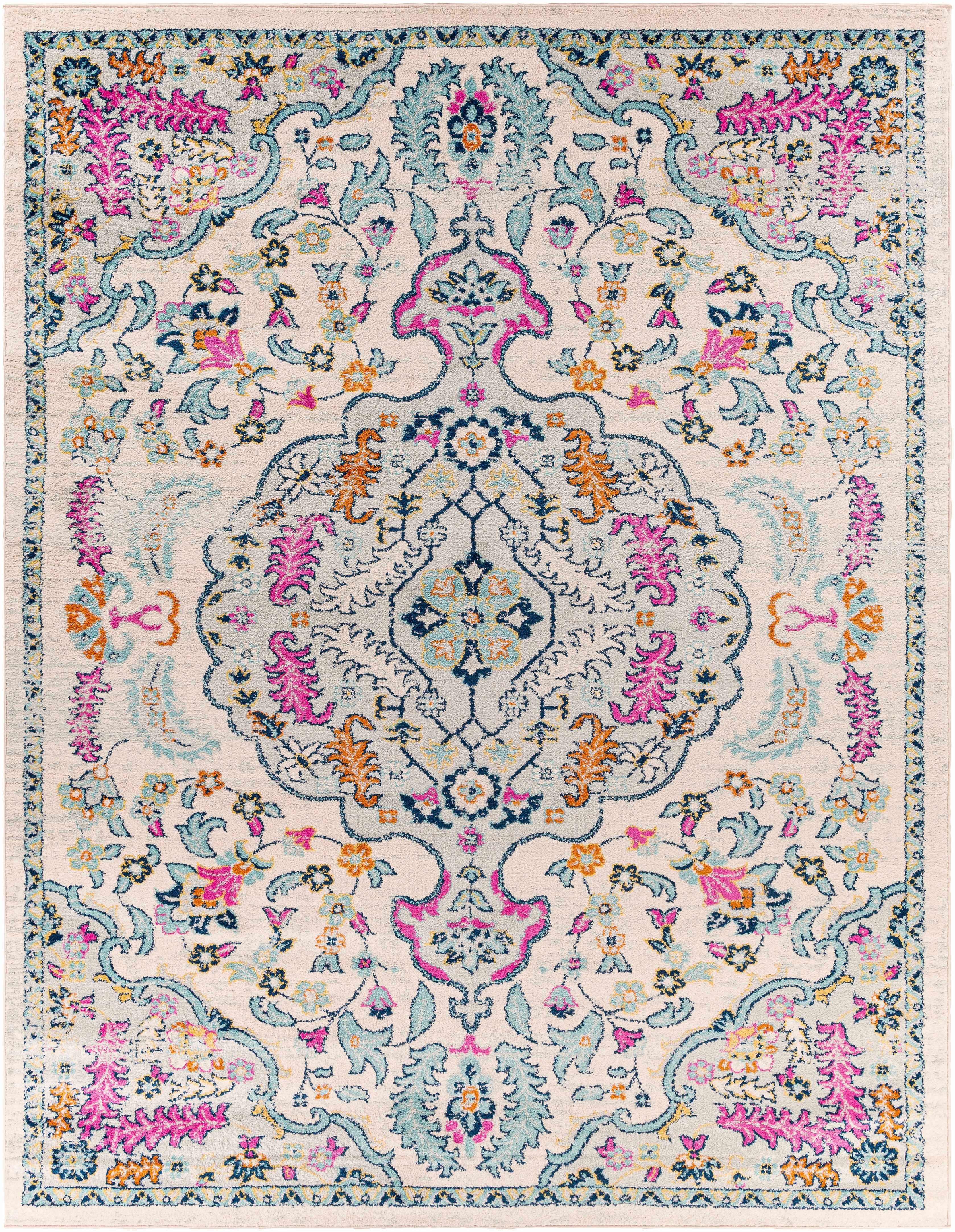 Hauteloom Errol Living Room, Bedroom Area Rug - Bohemian/Global - Blue, Orange - 7'10" x 10'3"