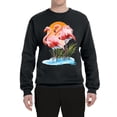 thumbnail image 2 of Wild Bobby, Flamingo Love Print, Animal Lover, Unisex Crewneck Graphic Sweatshirt, Black, Small, 2 of 4