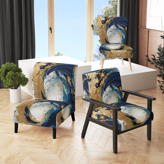 Designart "Multicolor Spiral Pattern" Upholstered Modern & Contemporary Accent Chair and Abstract Arm Chair - Multiple Color & Pattern