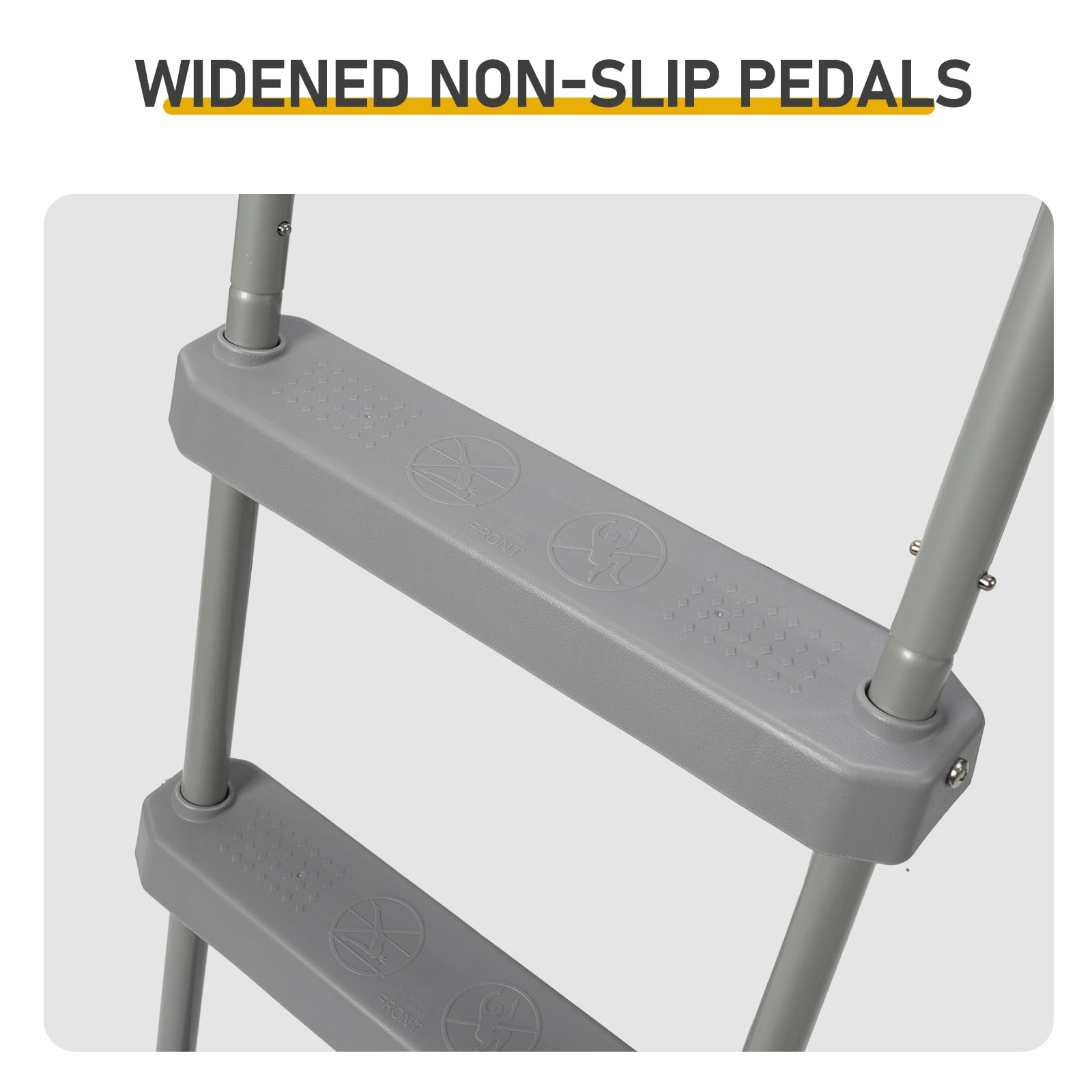 52 Inch 4-Step Gray Iron Pool Ladder, Textured Non-Slip Steps Heavy Duty Swimming Pool Entry Ladder for Above Ground & In-Ground Pools