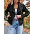 thumbnail image 6 of Women Faux Leather Jackets Suede Fall Fashion Outfits Winter Clothes Open Front Cropped Coat Outwear Black XL, 6 of 8