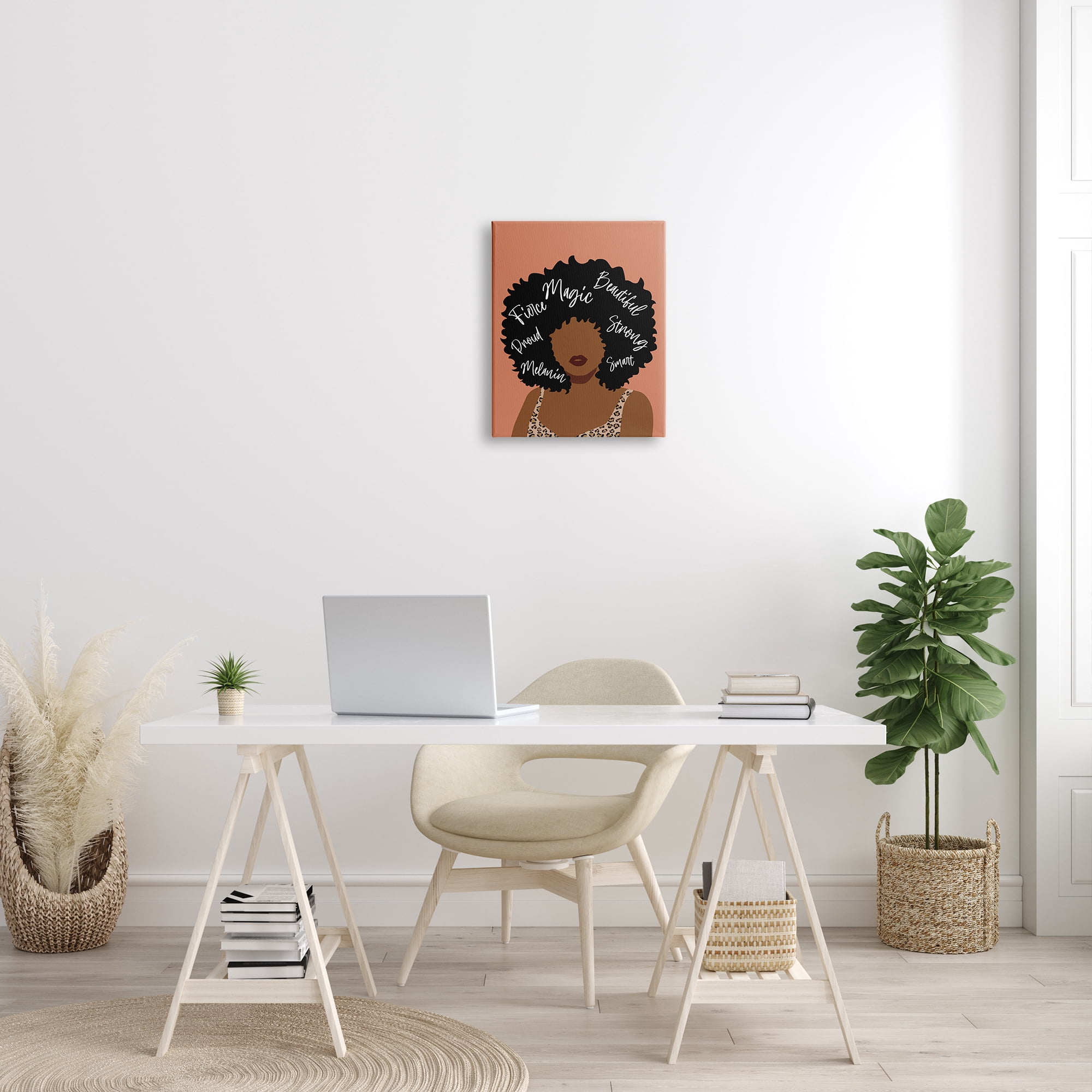 Stupell Indtries Fierce Proud Beautiful Strong Sentiments Female Hair Portrait,16 x 20,Design by JJ Design Hoe LLC