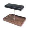 thumbnail image 1 of Soporte de exhibición de reloj Yuyangstore cuero PU con base de madera en forma de T plateada, 1 of 8
