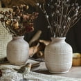 thumbnail image 2 of Rustic Reach 6.3” Handmade Textured White Porcelain Ceramic Jar Vase, 2 of 11
