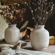 Rustic Reach 6.3” Handmade Textured White Porcelain Ceramic Jar Vase