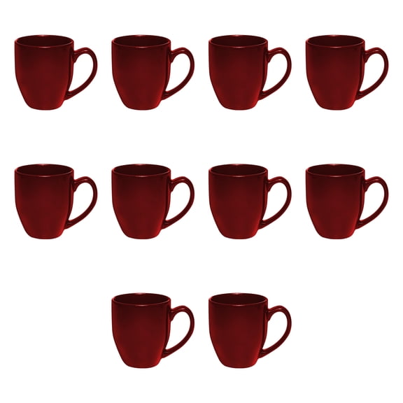 Large Coffee Cups 16 oz. Set of 10, Bulk Pack - Perfect for Tea, Espresso, Cappuccino, Hot Cocoa - Maroon