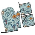 thumbnail image 2 of XMXT Heat Resistant Oven Mitts and Pot Holders Sets, Persian Carpet Blue Pattern Oven Mitt Hot Pads Kitchen Cooking BBQ Gloves, 4 Pcs, 2 of 8