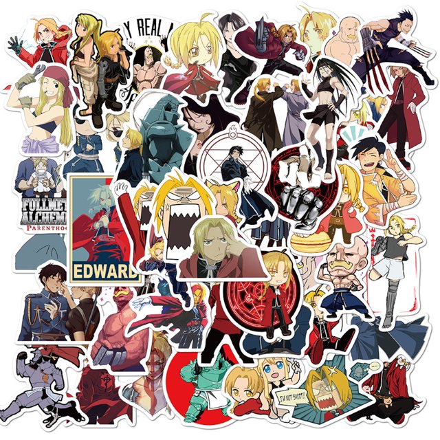 Pegatinas Fullmetals Alchemists Anime, 50 unidades, PVC, impermeables